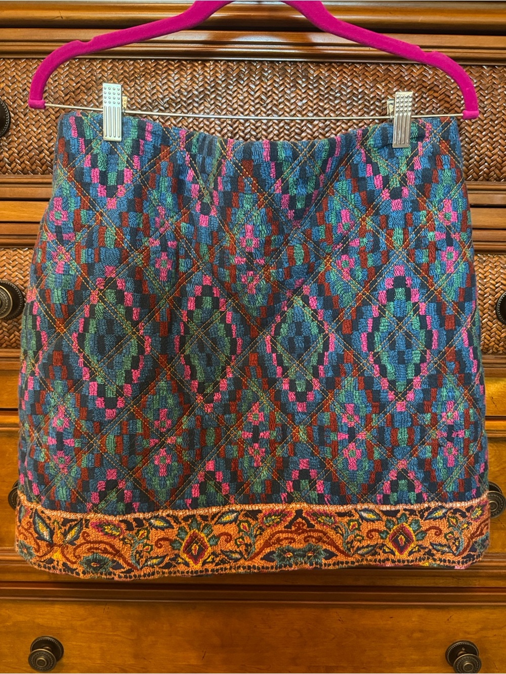 NWT Farm Rio Tapestry Scarf Blue Mini Skirt - Picture 2 of 4